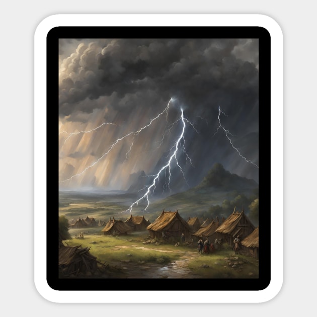 Storm In Medieval Scandinavia Sticker by EdwinPlenzler